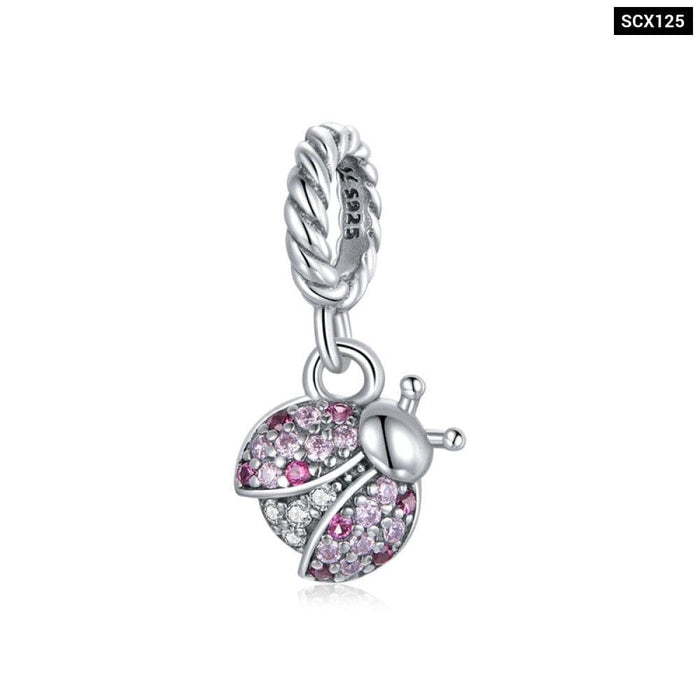 925 Sterling Silver Small Pendant Love Bow Pink Heart