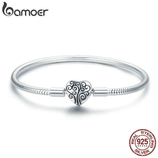 925 Sterling Silver Spring Tree Of Life Heart Shape Clasp