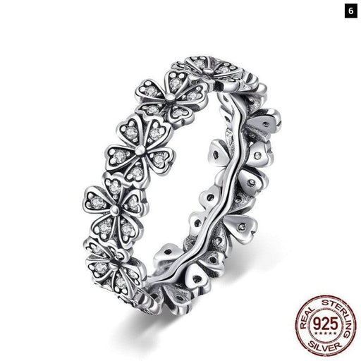 925 Sterling Silver Stacked Daisy Flower Finger Ring Floral