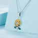 925 Sterling Silver Sunflower Pendant Necklace For Women