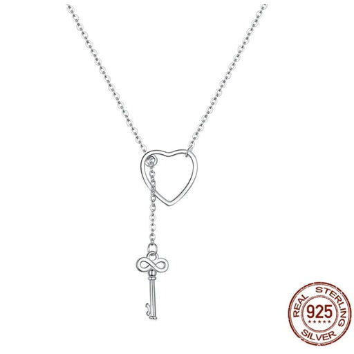 925 Sterling Silver Sweet Key Of Heart Lock Link Chain