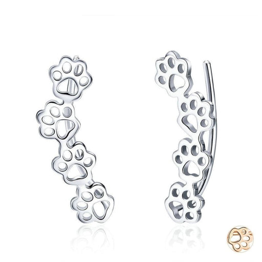 925 Sterling Silver Paw Trail Cat And Dog Footprints Stud