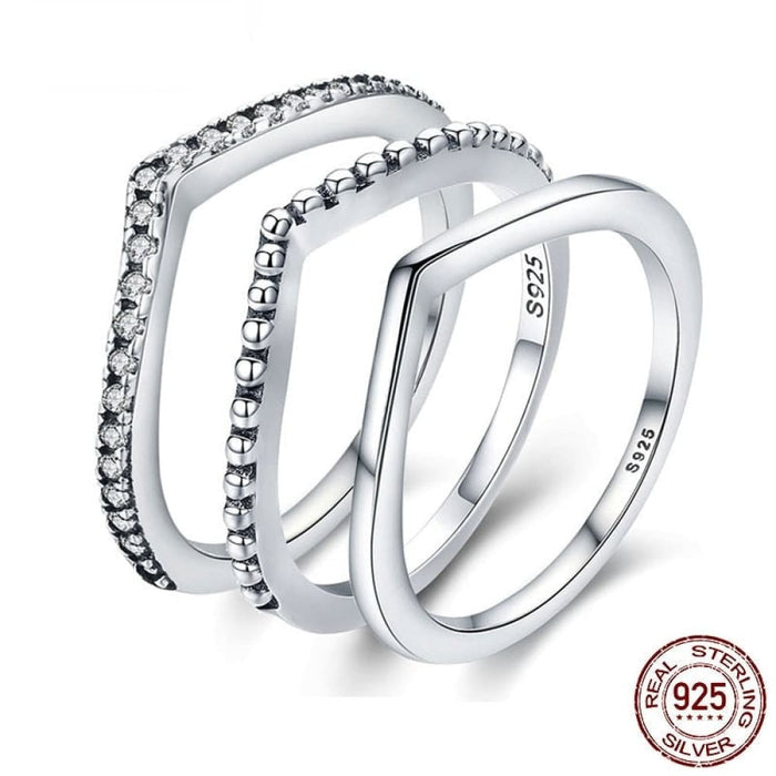 925 Sterling Silver Water Droplet Clear Cz Finger Rings