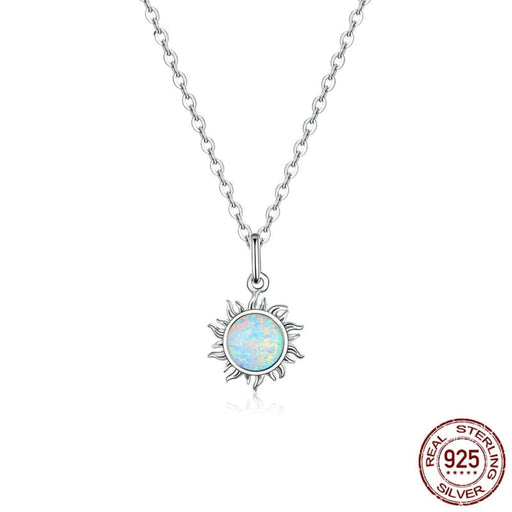 925 Sterling Silver White Opal Sun Pendant Apollo Chain