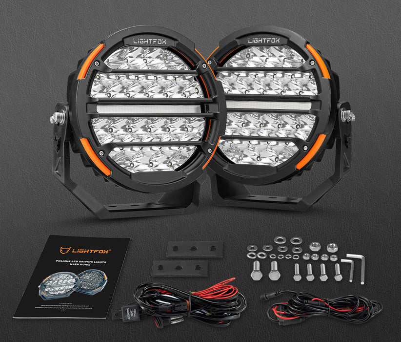 Pair 9" Osram Led Driving Lights Round Spotlight Spot Headlight Drl