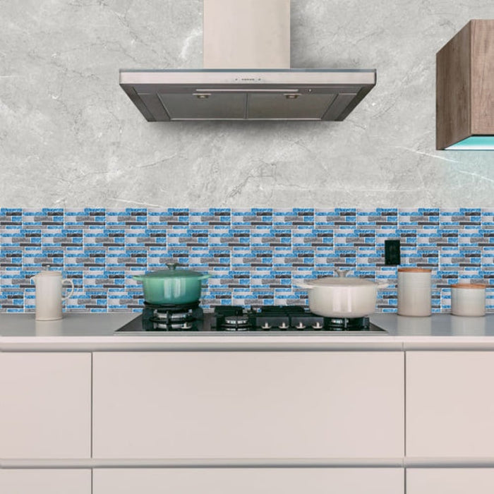 9pcs Mosaic Marble Bricks Self - adhesive Bathroom Kitchen