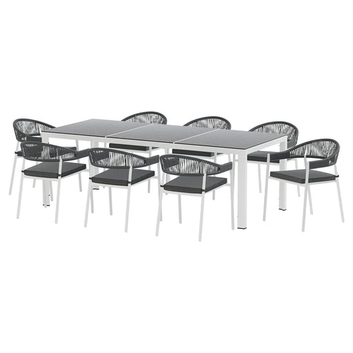 9pcs Outdoor Dining Set Table Chairs Patio Rope Lounge