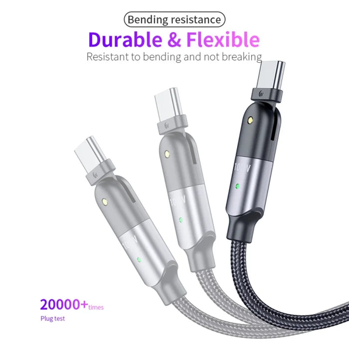 180 Degree Rotating Usb C To Usb C Fast Charge Cable 100W 5A