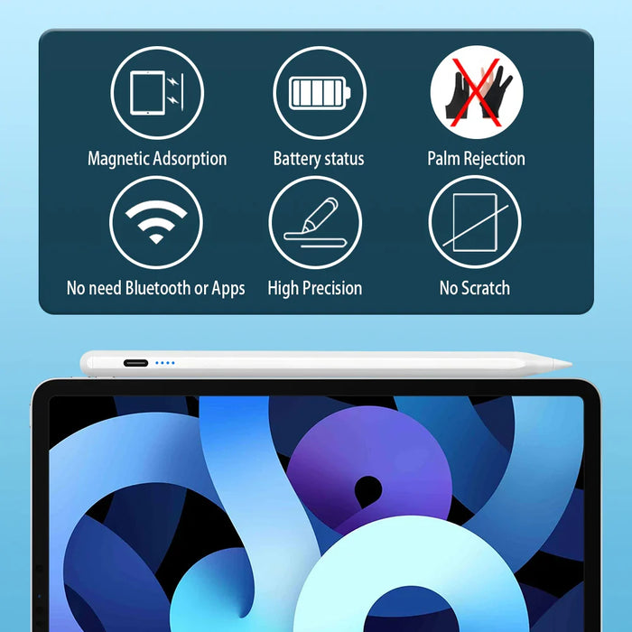 Ipad Stylus Pen With Palm Rejection & Power Display Compatible With 2022 2018 Pro Air Mini Pencil Accessories