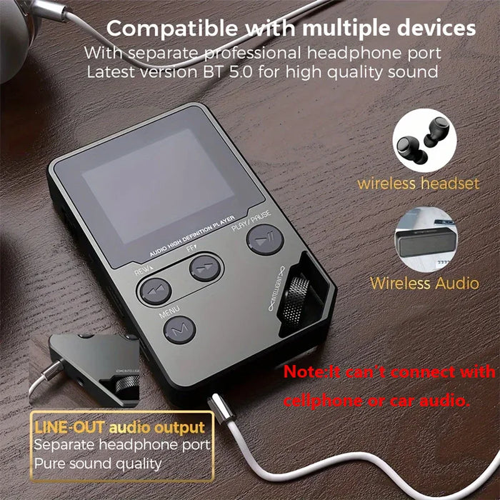 8Gb Bluetooth Mp3 Player Zinc Alloy Body Wireless Connection Fm Radio Voice Recorder