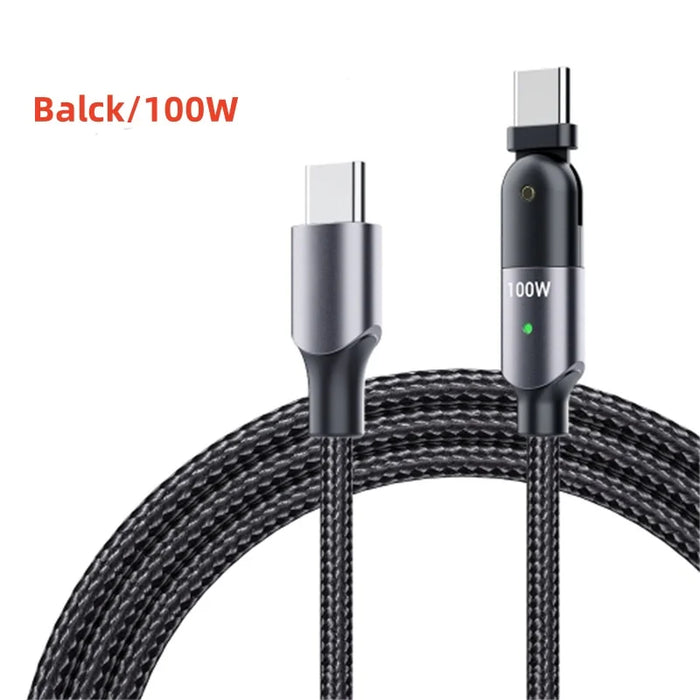180 Degree Rotating Usb C To Usb C Fast Charge Cable 100W 5A