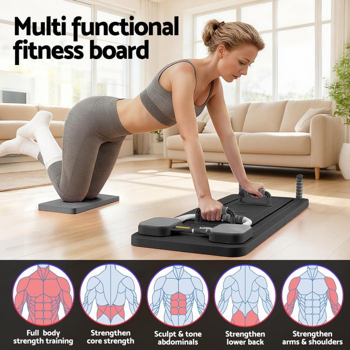 Pilates Reformer Abdominal Exercise Board Push Up Set Fitness Black