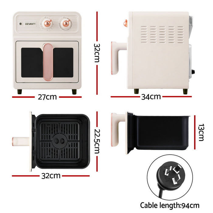 6L Air Fryer Knob Control 1700W Cream