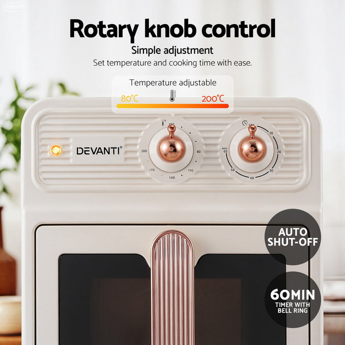 6L Air Fryer Knob Control 1700W Cream