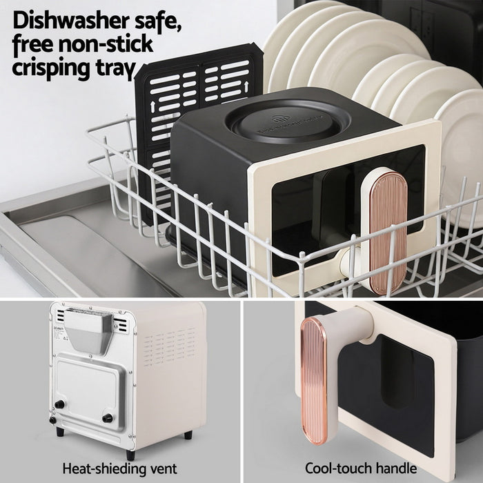 6L Air Fryer Knob Control 1700W Cream