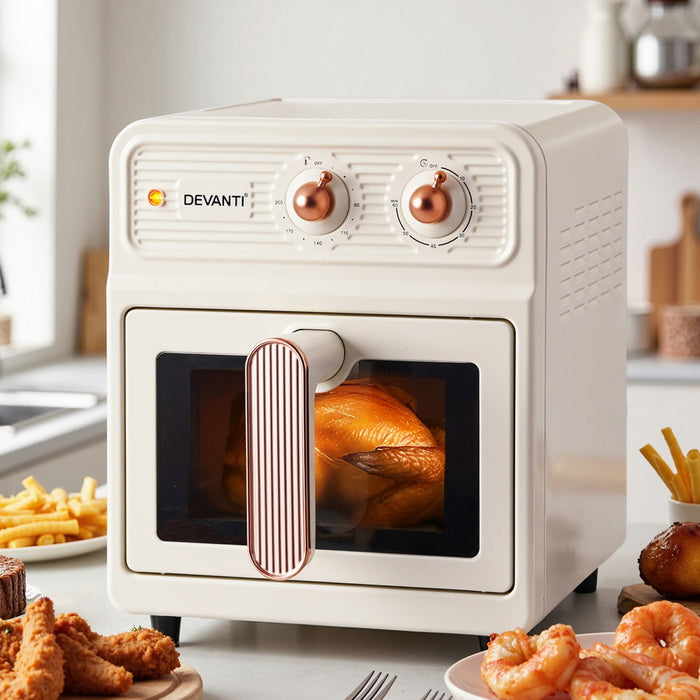 6L Air Fryer Knob Control 1700W Cream