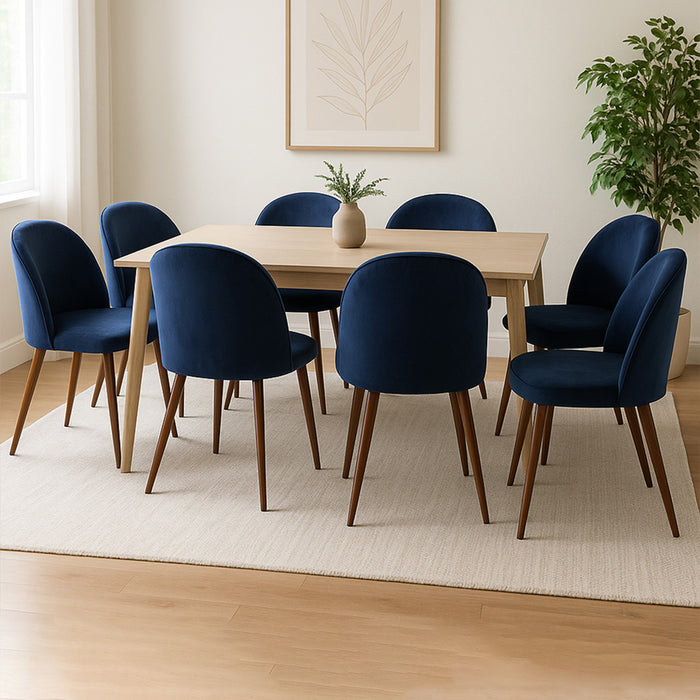 8X Dining Chairs Seat French Navy