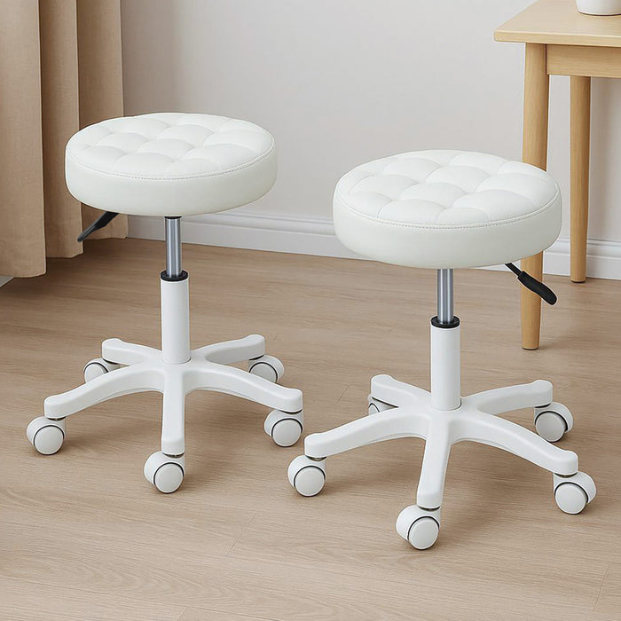Goslash Picks 2X Rolling Bar Stool Swivel Salon Spa Chair Beige