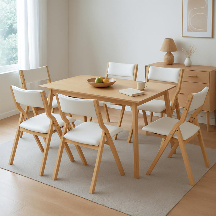 6X Dining Chairs Foldable Pu Beige