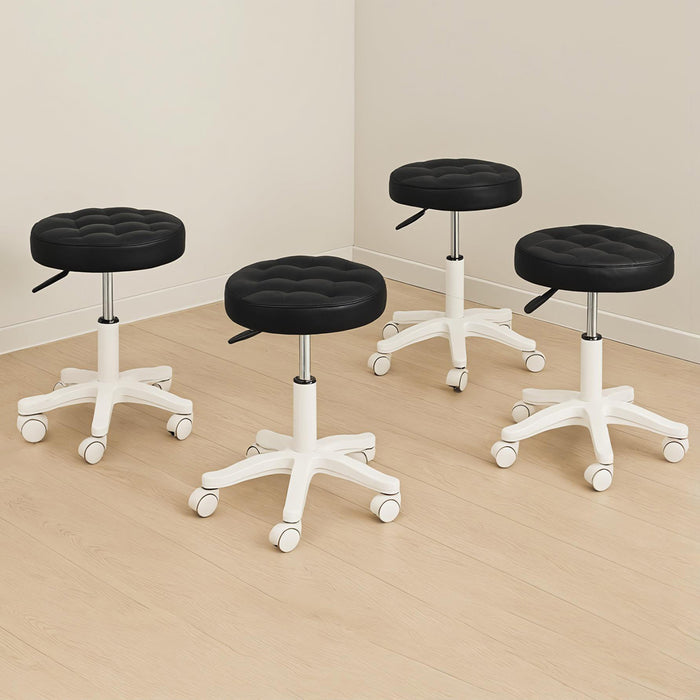 4X Rolling Bar Stool Swivel Salon Spa Chair Black