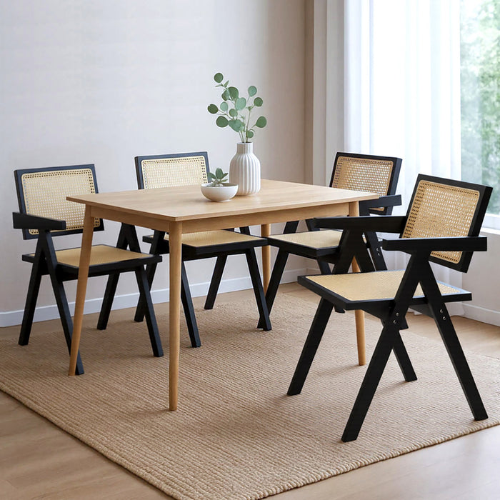 4X Black Wicker Armchair Dining Chair