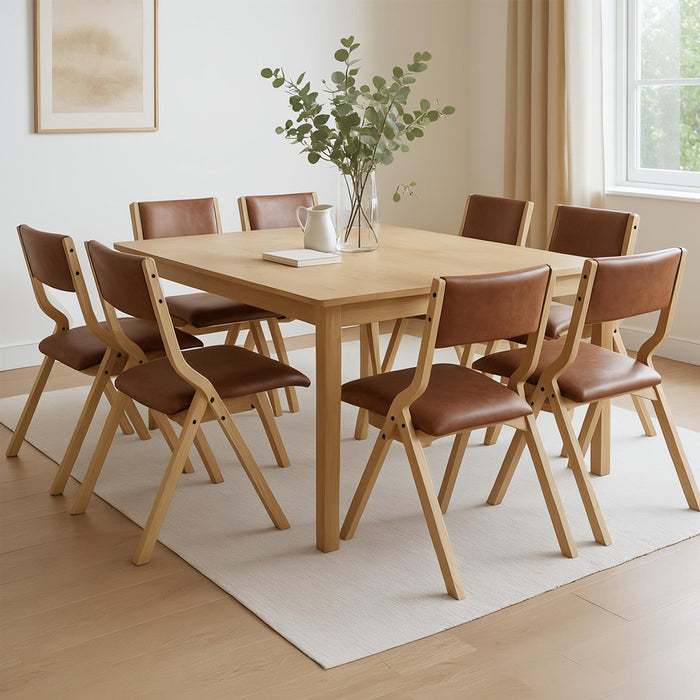8X Dining Chairs Foldable Pu Tan