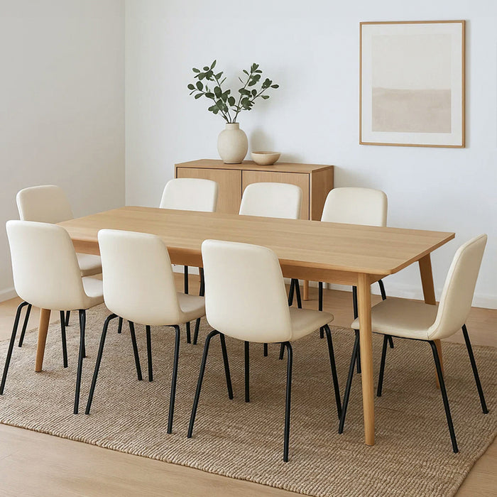Stackable Dining Chairs Kitchen Beige Set Of 8