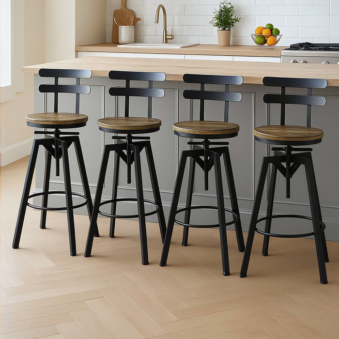 4X Bar Stool Industrial Adjustable