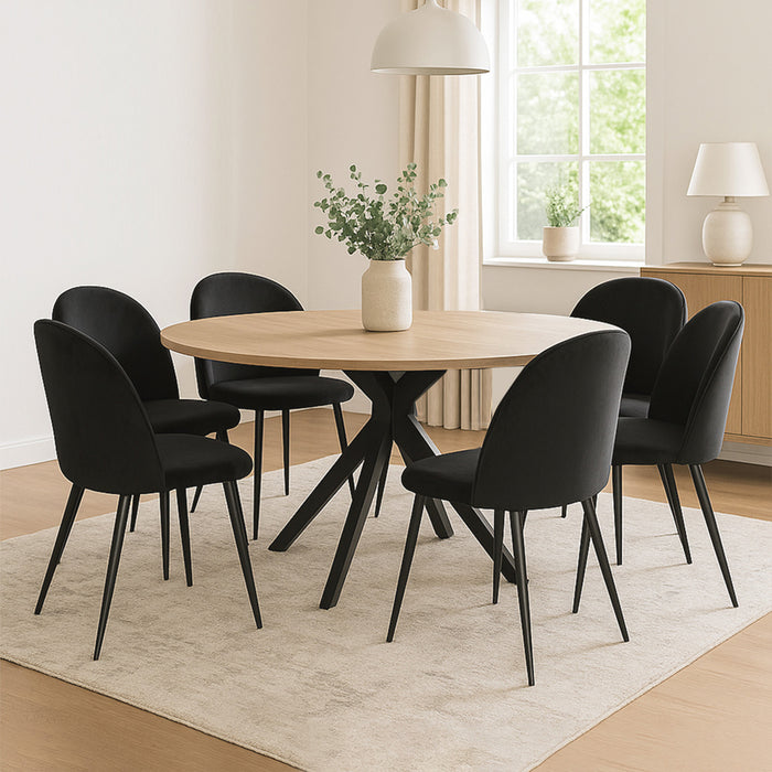 6X Dining Chairs Kitchen Cafe Black