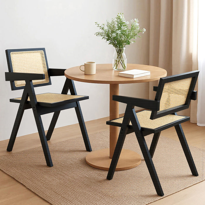 2X Black Wicker Armchair Dining Chair
