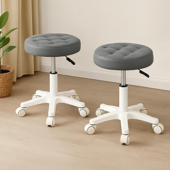 2X Rolling Bar Stool Swivel Salon Spa Chair Grey