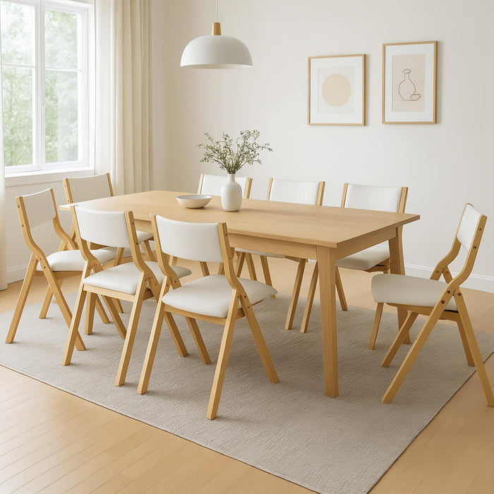 8X Dining Chairs Foldable Pu Beige