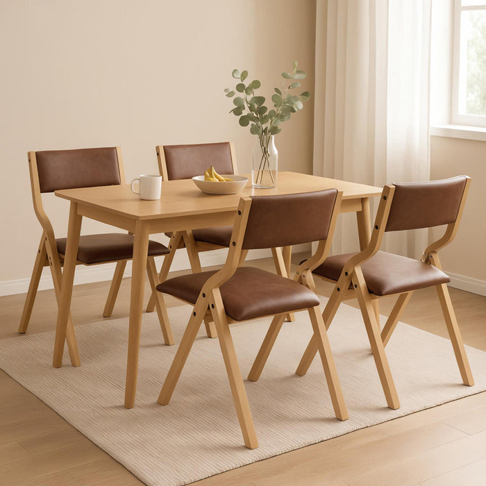 4X Dining Chairs Foldable Pu Tan
