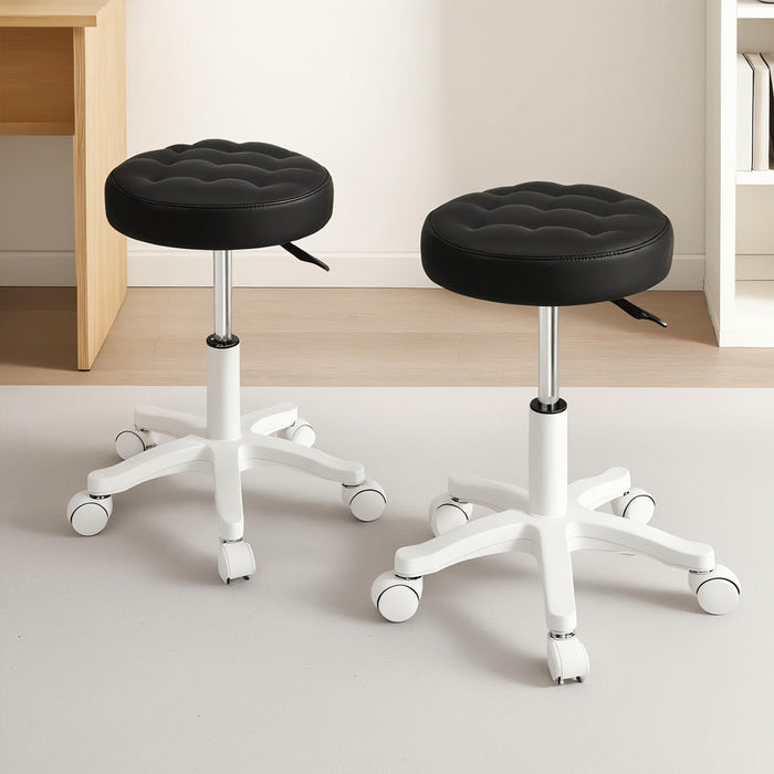 Goslash Picks 2X Rolling Bar Stool Swivel Salon Spa Chair Black