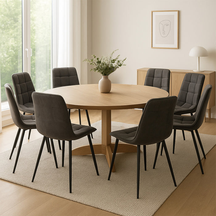 8X Dining Chairs Kitchen Velvet Grey