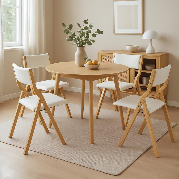 4X Dining Chairs Foldable Pu Beige