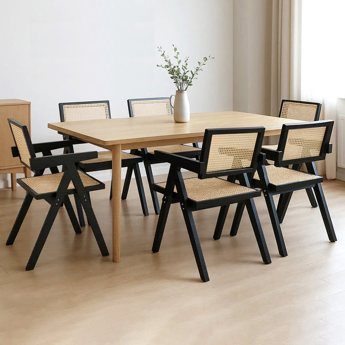 6X Black Wicker Armchair Dining Chair