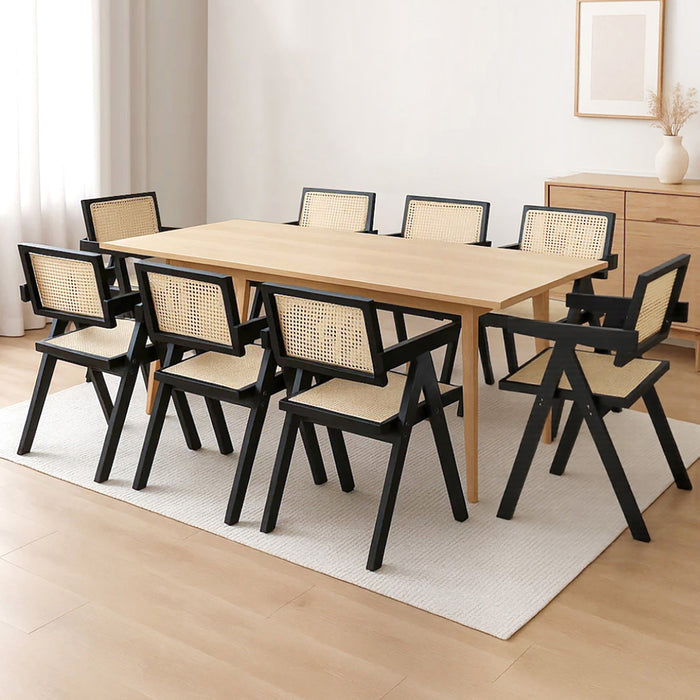 8X Black Wicker Armchair Dining Chair