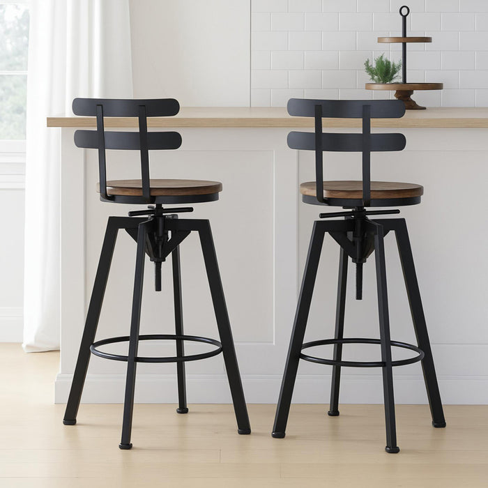 2X Bar Stool Industrial Adjustable