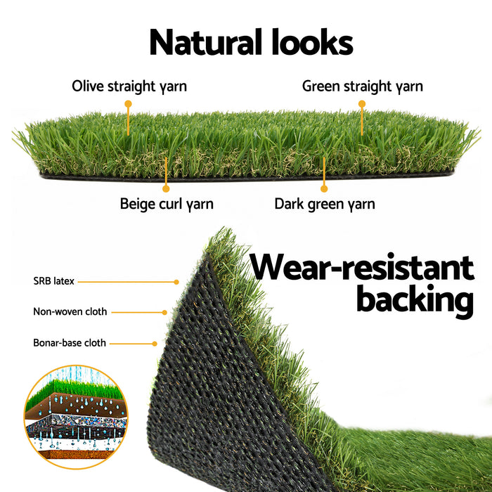 Artificial Grass 30Mm 2Mx5M 50Sqm Synthetic Fake Lawn Turf Plastic Plant 4-Coloured