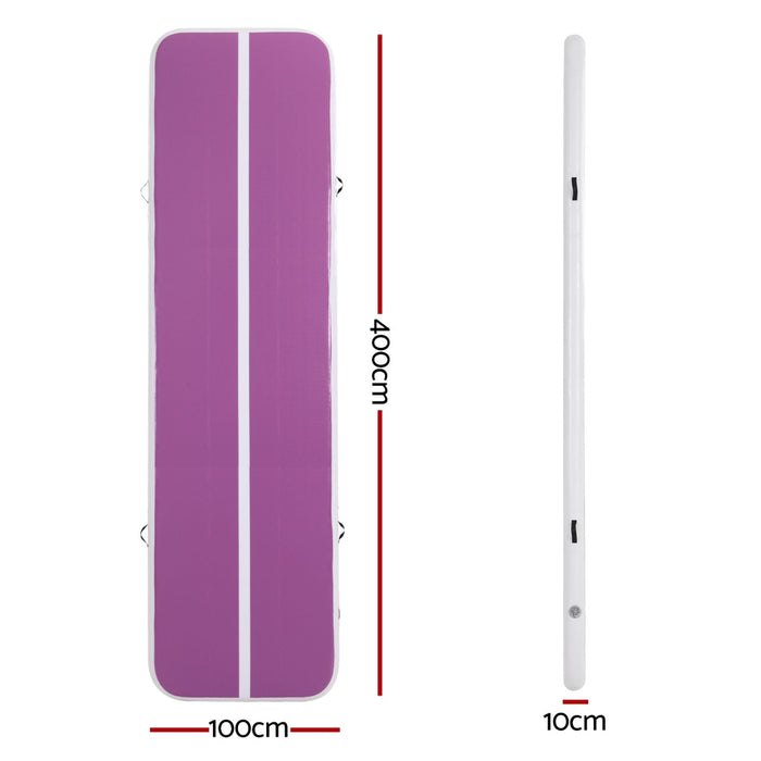 4M Air Track Gymnastics Tumbling Exercise Cheerleading Mat Inflatable Purple