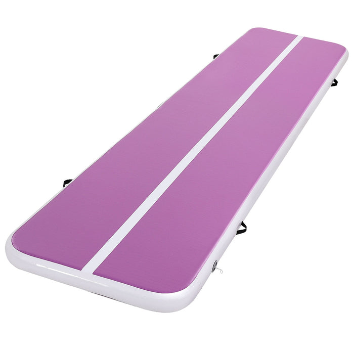 4M Air Track Gymnastics Tumbling Exercise Yoga Mat With Pump Inflatable Purple
