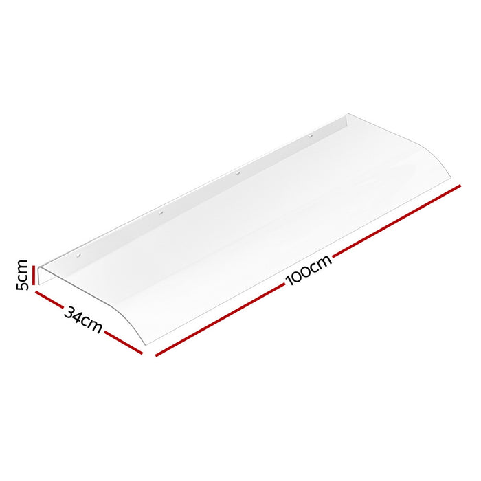 Window Door Awning 0.4Mx1M Transparent