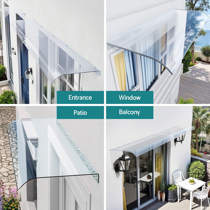 Window Door Awning 0.4Mx1M Transparent