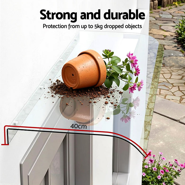 Window Door Awning 0.4Mx1M Transparent