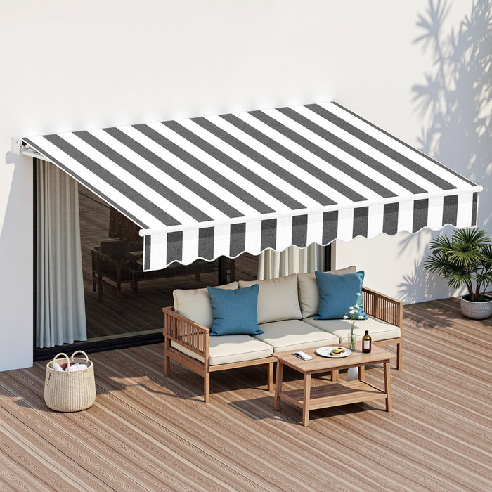 Retractable Folding Arm Awning Manual Sunshade 2.5Mx2M Grey White