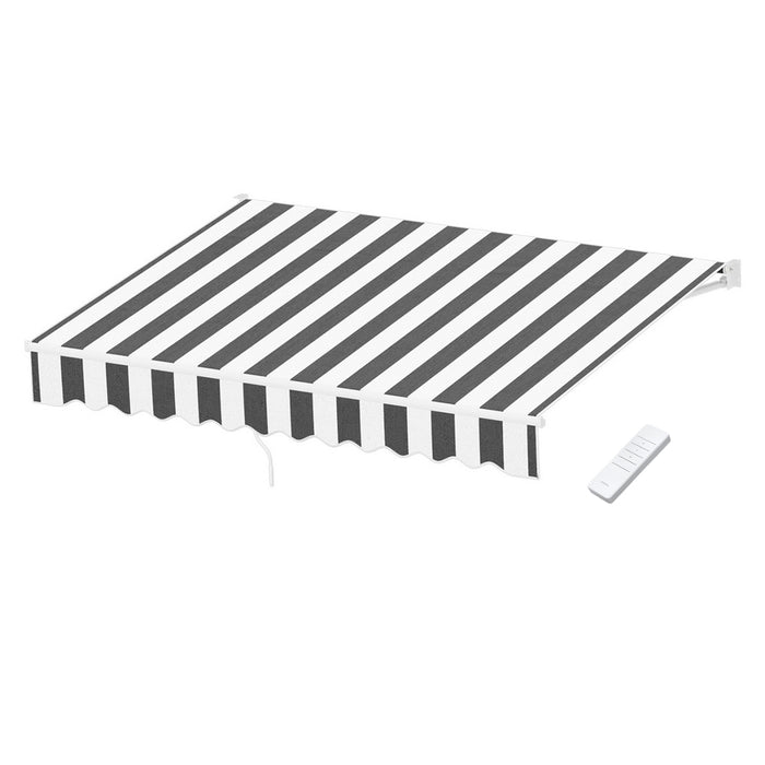 Retractable Folding Arm Awning Motorised Sunshade 2.5Mx2M Grey White