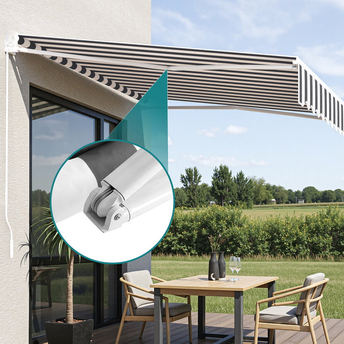 Retractable Folding Arm Awning Motorised Sunshade 2.5Mx2M Grey White