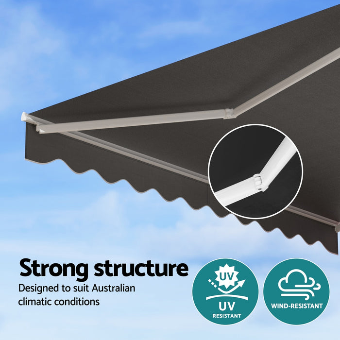 Retractable Folding Arm Awning Motorised Sunshade 3.5M X 2.5M Grey