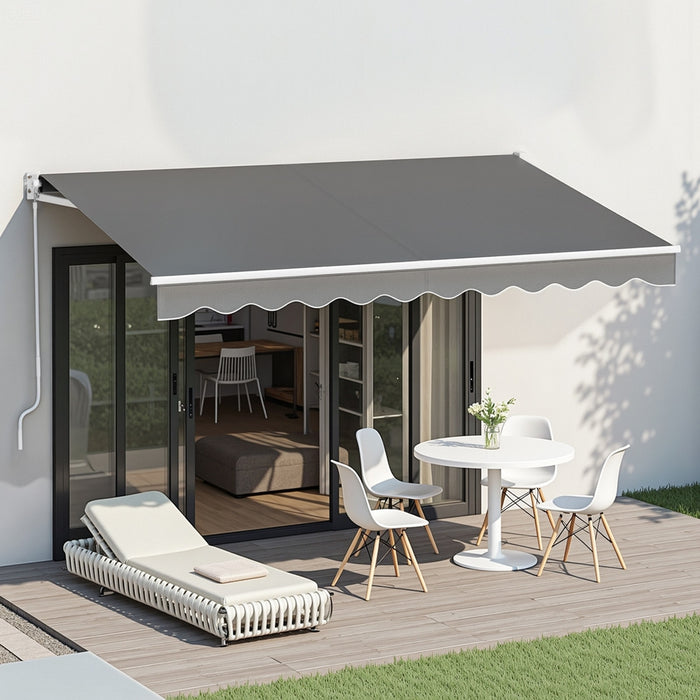 Retractable Folding Arm Awning Motorised Sunshade 3.5M X 2.5M Grey